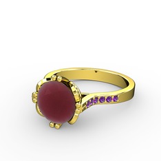 Serene Tektaş Yüzük - Kök yakut ve ametist 14 ayar altın yüzük #1lhdgj9