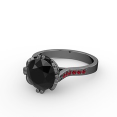 Siyah zirkon ve garnet 925 ayar siyah rodyum kaplama gümüş yüzük