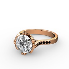 Serene Tektaş Yüzük - Swarovski ve siyah zirkon 14 ayar rose altın yüzük #1oc5jj7