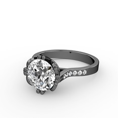 Swarovski 925 ayar siyah rodyum kaplama gümüş yüzük