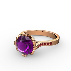 Serene Tektaş Yüzük - Ametist ve garnet 925 ayar rose altın kaplama gümüş yüzük #1qhmgp5