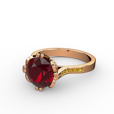 Garnet ve sitrin 8 ayar rose altın yüzük