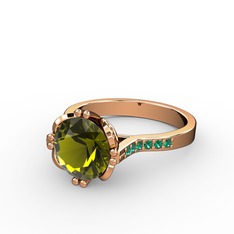Peridot ve yeşil kuvars 8 ayar rose altın yüzük