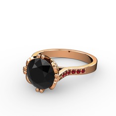 Serene Tektaş Yüzük - Siyah zirkon ve garnet 18 ayar rose altın yüzük #1uuczeu