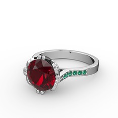 Garnet ve yeşil kuvars 925 ayar gümüş yüzük