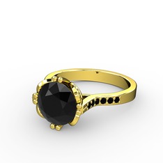 Serene Tektaş Yüzük - Siyah zirkon 8 ayar altın yüzük #1x49dlu