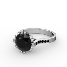 Serene Tektaş Yüzük - Siyah zirkon 925 ayar gümüş yüzük #1xebqsd