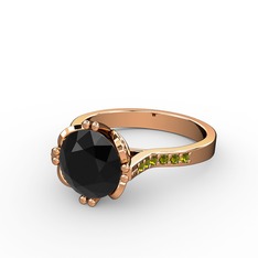 Serene Tektaş Yüzük - Siyah zirkon ve peridot 8 ayar rose altın yüzük #1yqbkyo
