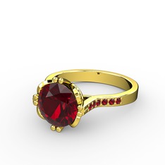Serene Tektaş Yüzük - Garnet 8 ayar altın yüzük #32kit
