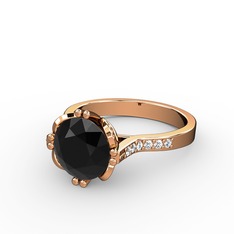 Serene Tektaş Yüzük - Siyah zirkon ve swarovski 8 ayar rose altın yüzük #33nzve