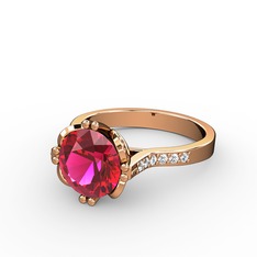 Rodolit garnet ve swarovski 8 ayar rose altın yüzük