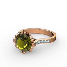 Peridot ve akuamarin 925 ayar rose altın kaplama gümüş yüzük