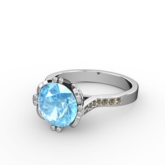 Serene Tektaş Yüzük - Akuamarin ve dumanlı kuvars 925 ayar gümüş yüzük #8fu9qa