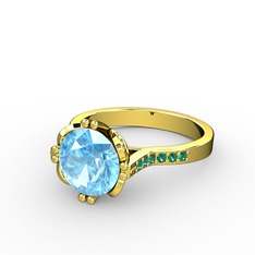 Serene Tektaş Yüzük - Akuamarin ve yeşil kuvars 8 ayar altın yüzük #8o72q6