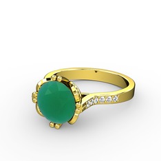 Serene Tektaş Yüzük - Kök zümrüt ve swarovski 8 ayar altın yüzük #a9swe3