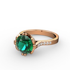 Yeşil kuvars ve swarovski 925 ayar rose altın kaplama gümüş yüzük