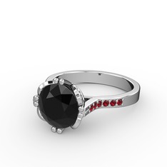 Serene Tektaş Yüzük - Siyah zirkon ve garnet 18 ayar beyaz altın yüzük #cmfr9f