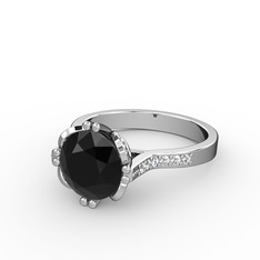 Serene Tektaş Yüzük - Siyah zirkon ve swarovski 925 ayar gümüş yüzük #dpwy9o