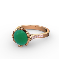 Serene Tektaş Yüzük - Kök zümrüt ve pembe kuvars 8 ayar rose altın yüzük #duq547