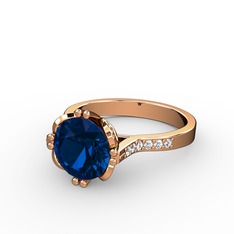 Serene Tektaş Yüzük - Lab safir ve swarovski 18 ayar rose altın yüzük #gfzjf3