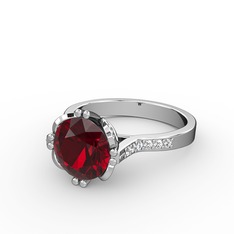 Garnet ve swarovski 925 ayar gümüş yüzük