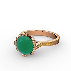 Serene Tektaş Yüzük - Kök zümrüt ve sitrin 8 ayar rose altın yüzük #h69m6a