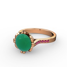 Serene Tektaş Yüzük - Kök zümrüt ve rodolit garnet 8 ayar rose altın yüzük #ks0duc