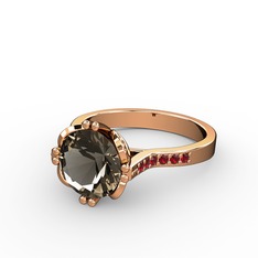 Serene Tektaş Yüzük - Dumanlı kuvars ve garnet 14 ayar rose altın yüzük #kybg9d