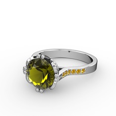 Serene Tektaş Yüzük - Peridot ve sitrin 925 ayar gümüş yüzük #lhpf2q
