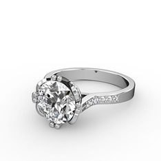 Beyaz zirkon ve swarovski 8 ayar beyaz altın yüzük