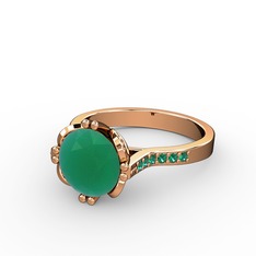 Serene Tektaş Yüzük - Kök zümrüt ve yeşil kuvars 14 ayar rose altın yüzük #oy4rb9