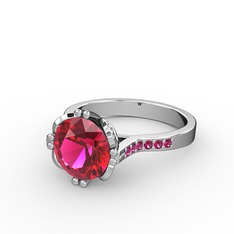 Serene Tektaş Yüzük - Rodolit garnet 18 ayar beyaz altın yüzük #pao8i5