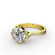 Serene Tektaş Yüzük - Swarovski 18 ayar altın yüzük #pdr14i