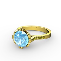 Serene Tektaş Yüzük - Akuamarin ve peridot 8 ayar altın yüzük #pjqi60