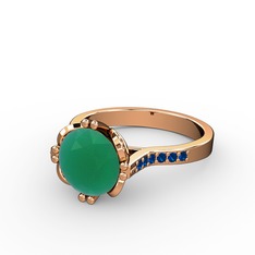 Serene Tektaş Yüzük - Kök zümrüt ve lab safir 8 ayar rose altın yüzük #pua25j