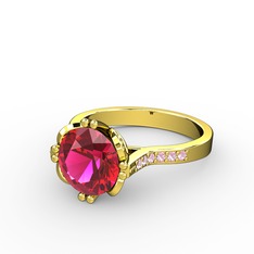 Rodolit garnet ve pembe kuvars 18 ayar altın yüzük