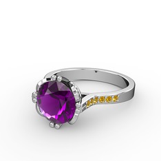 Serene Tektaş Yüzük - Ametist ve sitrin 925 ayar gümüş yüzük #qjc7t8