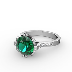Yeşil kuvars ve swarovski 18 ayar beyaz altın yüzük