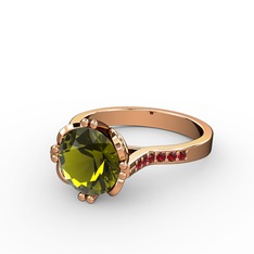 Peridot ve garnet 18 ayar rose altın yüzük