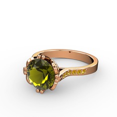 Serene Tektaş Yüzük - Peridot ve sitrin 18 ayar rose altın yüzük #v8xvsp