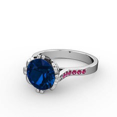 Serene Tektaş Yüzük - Lab safir ve rodolit garnet 8 ayar beyaz altın yüzük #wahoig