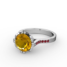 Serene Tektaş Yüzük - Sitrin ve garnet 14 ayar beyaz altın yüzük #x4ufaw