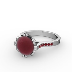 Serene Tektaş Yüzük - Kök yakut ve garnet 18 ayar beyaz altın yüzük #xghdrp