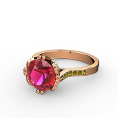 Rodolit garnet ve peridot 925 ayar rose altın kaplama gümüş yüzük