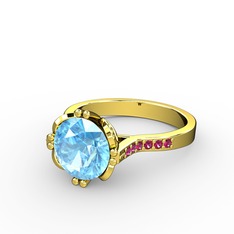 Serene Tektaş Yüzük - Akuamarin ve rodolit garnet 925 ayar altın kaplama gümüş yüzük #ztq0yb