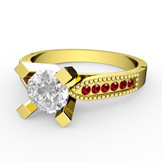Pırlanta ve garnet 18 ayar altın yüzük (0.66 karat)