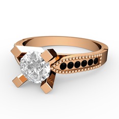 Edina Tektaş Yüzük - Swarovski ve siyah zirkon 925 ayar rose altın kaplama gümüş yüzük #11lpe0w