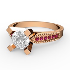 Edina Tektaş Yüzük - Pırlanta ve rodolit garnet 18 ayar rose altın yüzük (0.66 karat) #1203snz
