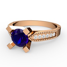 Lab safir ve swarovski 14 ayar rose altın yüzük