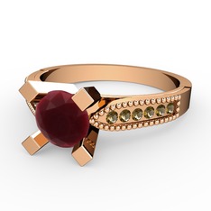 Edina Tektaş Yüzük - Kök yakut ve dumanlı kuvars 18 ayar rose altın yüzük #13dmydd